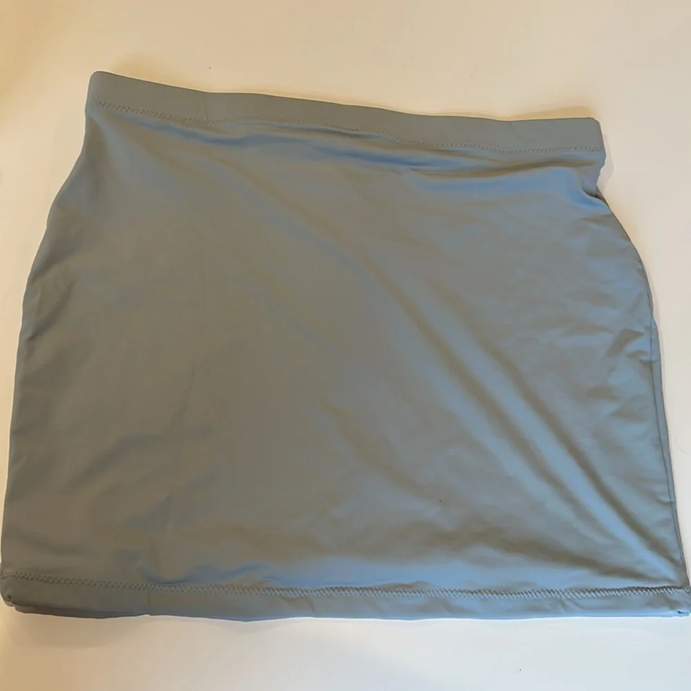 Skims XL Sporty Zipper Swim Mini Skirt pacific blue NWT